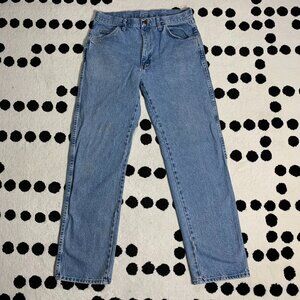 Vintage Rustler Jeans 32x32 Straight Leg Distressed Faded Denim Workwear Boho